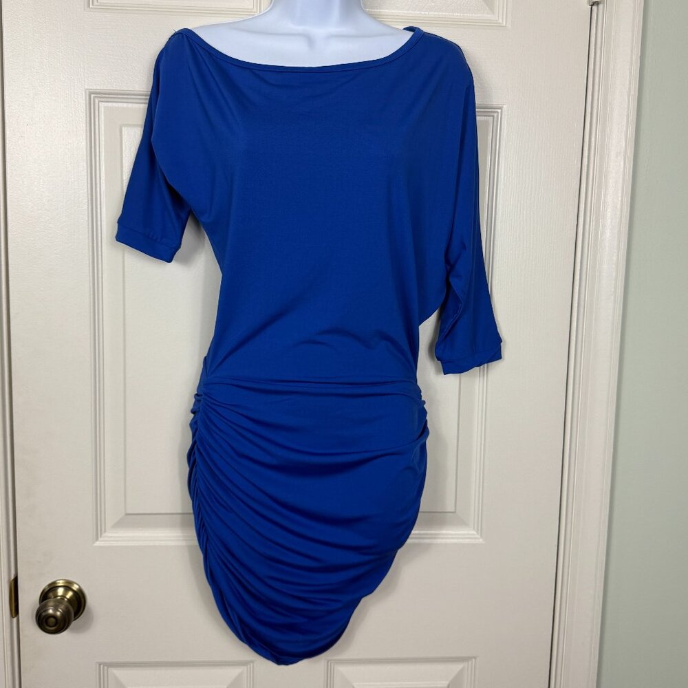 Anxihanee Royal Blue Ruched Mini Dress – Size S